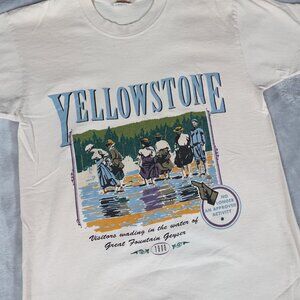 Vintage Yellowstone Park Great Fountain Geyser T Shirt Mens S Loose Fit 90s